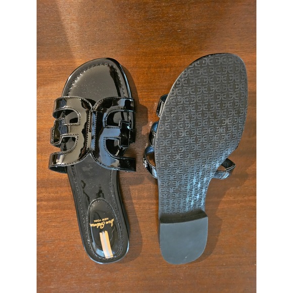 Sam Edelman Women's Classic Slide Sandals Bay Black Patent Size 8 1/2 Ladies - Picture 1 of 9